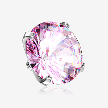 Implant Grade Titanium Internally Threaded Prong Set Round Gem Part-Pink